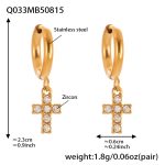 color: Q033-Gold Cross Zircon Earrings