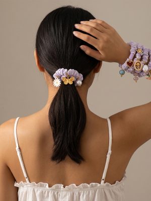 Taro Purple Daisy Butterfly DIY Pendant Hair Ring Sweet Girl Daily Girl Heart Dual-Use