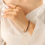 color: E314-Black Zircon Bracelet -17cm
