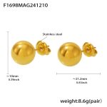 color: F1698-Gold Hollow Steel Bead Stud Earrings