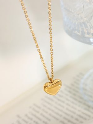 Heart Love Heart Couple Necklace New Fashion 18K Gold Plated Stainless Steel Clavicle Chain P051