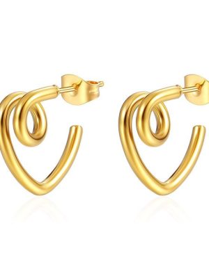 18K All-Match Women's Love Stainless Steel Earrings Simple Design