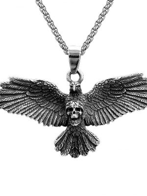 Falcon Necklace Eagle Wings New Pendant Hip Hop Disco Jumping Men and Women Retro Stainless Steel