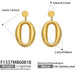 color: F1337-Oval Gold Earrings
