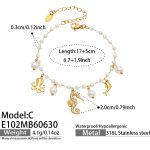 color: E102-C Style Seahorse Multi-pendant Gold Bracelet -17+5cm