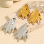 Exaggerated Personalized Wings Pleated 14K Stainless Steel Studs Advanced Women's Earrings Earrings