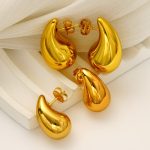 round Chubby Hollow Water Drop Ear Studs Women's High-Grade All-Match Earrings