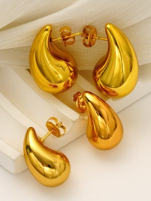 round Chubby Hollow Water Drop Ear Studs Women's High-Grade All-Match Earrings