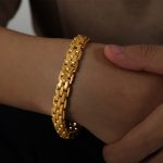 color: NE007-Gold Letter Box Buckle Bracelet -20cm