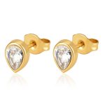 color: Drop Stud Earrings White Zircon Gold