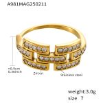 color: A981-Gold White Zircon Ring / size: US 7