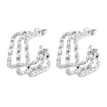 color: Pattern Three-wire Square Earrings Steel Color