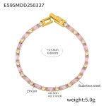 color: E595-Pink Zircon Bracelet 17.5cm