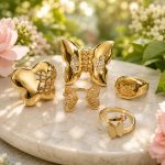 A Variety of Butterfly Design Ring Stainless Steel 18K Gold Plating Women's Bracelet Combination