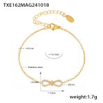 color: TXE162-Gold 8 Letter Bow Set with Zircon Bracelet