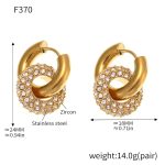 color: F370-White Rhinestone Gold Earrings