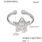 color: A335-B Steel Color Five-pointed Star Zircon Ring