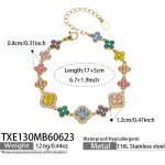 color: TXE130-Colorful Zircon Gold Bracelet -17+5cm