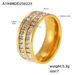 color: A194-Gold Double-row Full Pave Zircon Ring / size: US 4