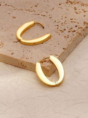 Light Luxury High Class Elegant All-Match round Oval Fat Edge Earrings Women's Simple Retro Ear Clip