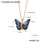 color: P1844-Gold Black Blue Necklace
