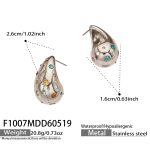 color: F1007-Multicolor Rhinestone Steel Color Earrings