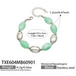 color: TXE604-Light Green Color Resin Steel Color Bracelet -19.5+5cm
