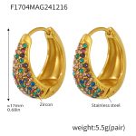 color: F1704-Gold Mixed Colors Zircon Earrings -Large