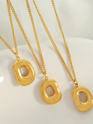 French Irregular Necklace Women's Simple Hollow Ornament 18K Stainless Steel Earrings Set Cold