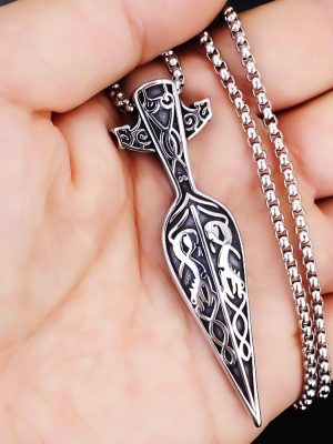 Stainless Steel Vintage Men's Sweater Ornament Viking Jewelry Sword Spear Necklace Pendant