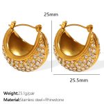 color: EH858WERG White Rhinestone Gold Earrings
