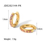 color: 4*16 Set with Pink Rhinestone Ear Cuff Gold