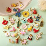 Cartoon Colorful Oil Necklace Pendant Parts Cute Variety Ice Cream Flower DIY Earrings