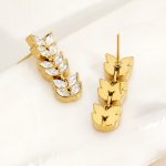 New Stainless Steel PVD Vacuum Electroplated Zircon Wheat Long Light Luxury High-Grade Earrings Earrings for Women