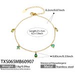 color: TXS065-Green Zircon Gold Anklet -21+5cm