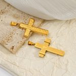 Men's Stainless Steel Cross Shelf Hammer Pattern Crater Pendant Non-Fading Irregular Pattern Necklace