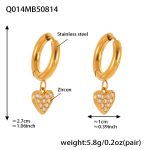 color: Q014-Gold Heart Zircon Earrings