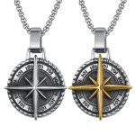 New Retro Compass Compass Stainless Steel Chain Necklace Personalized Hip Hop Punk Long Sweater