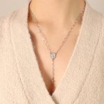 color: P348-Steel Color Necklace -50+5cm