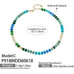 color: P918-C Style Natural Stone Disc Beads Freshwater Pearl Necklace -42.5+5cm