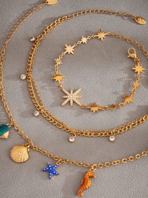 New Stainless Steel Diamond Studded by Hand Eight Awn Star Bracelet Exquisite Light Luxury PVD Electroplating Ornament