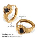 color: EH1144BKG Black Zircon Small Hoop Earrings