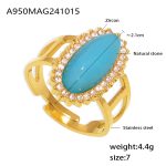 color: A950-Natural Blue Amazonite Ring / size: US 7 Adjustable