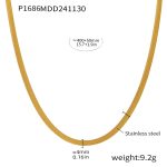 color: P1686-Gold Blade Chain Heart Necklace