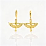 Light-luxury, high-end stainless steel earrings—Isis goddess wing ear pendants from the Ancient Egypt–inspired collection.
