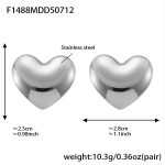 color: F1488-Steel Color Heart Earrings