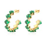 color: Claw Earrings Green Rhinestone MS-498