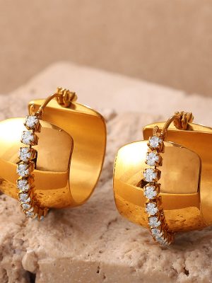 New Popular Earrings Personality Versatile Irregular Geometric Rhinestone Earrings
