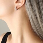 color: F170-Steel Color White Zircon Earrings