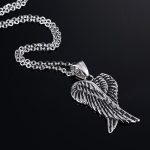 Geometric Cross Chain Angel Feather Necklace Metal Chain Vintage Pendant Ornaments